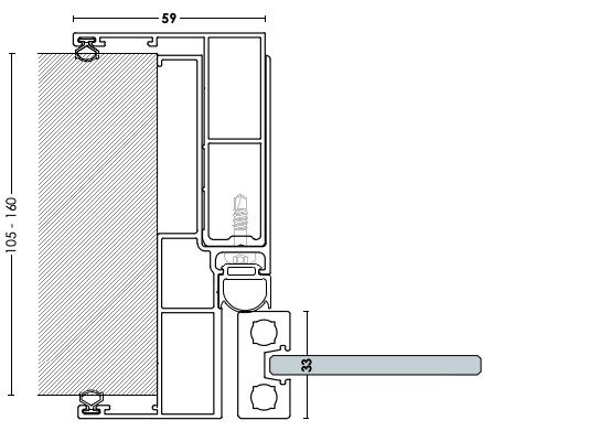 Plan détaillé de la porte en verre battante ANAFI A25 - 6 mm